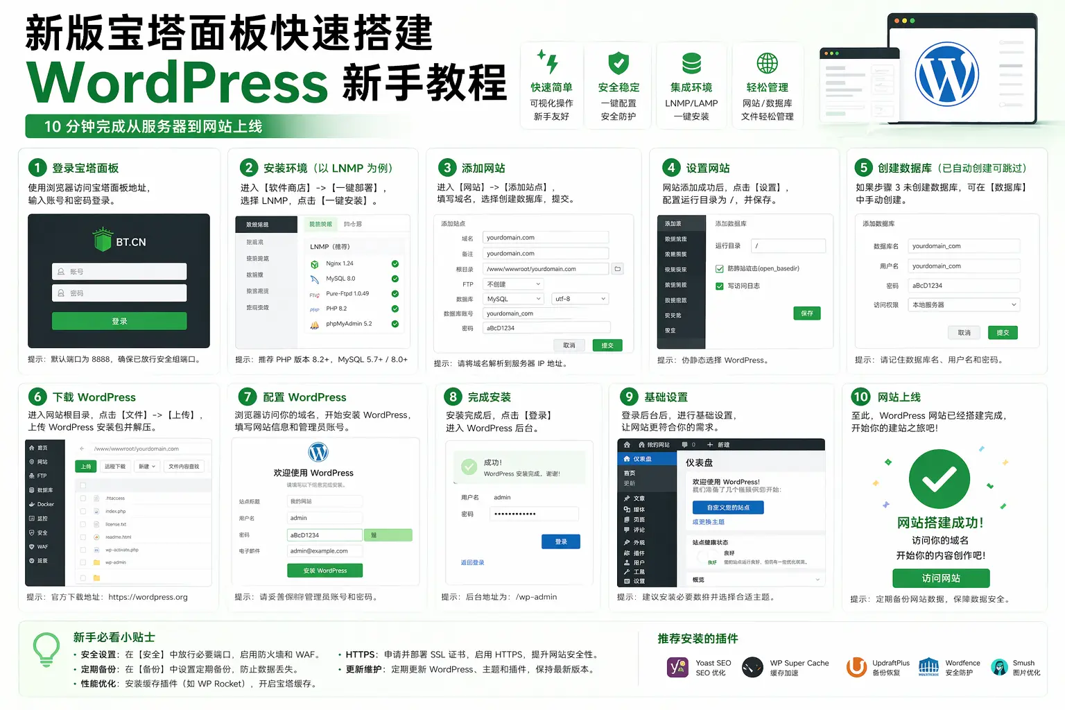 新版宝塔面板快速搭建WordPress新手教程