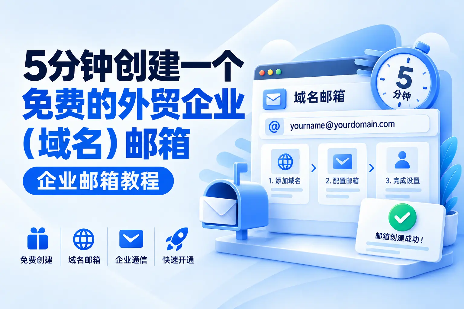 5分钟创建一个免费的外贸企业（域名）邮箱